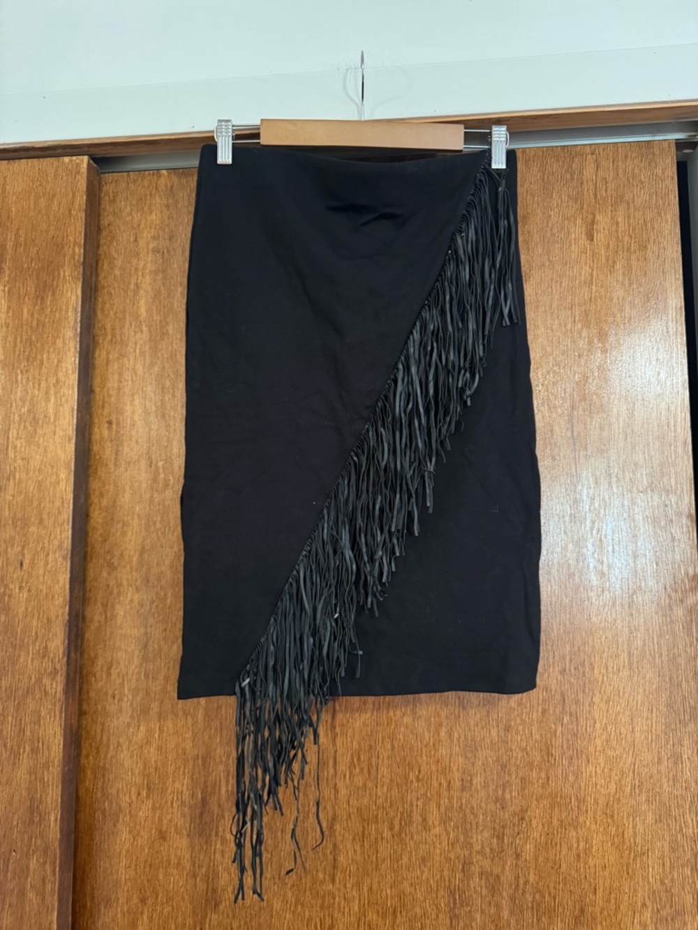 Boom Boom Jeans Black Asymmetrical Fringe Skirt